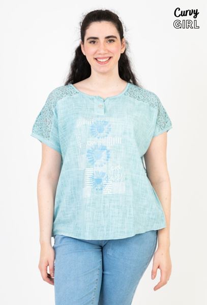 Picture of CURVY GIRL TURQUOISE T SHIRT